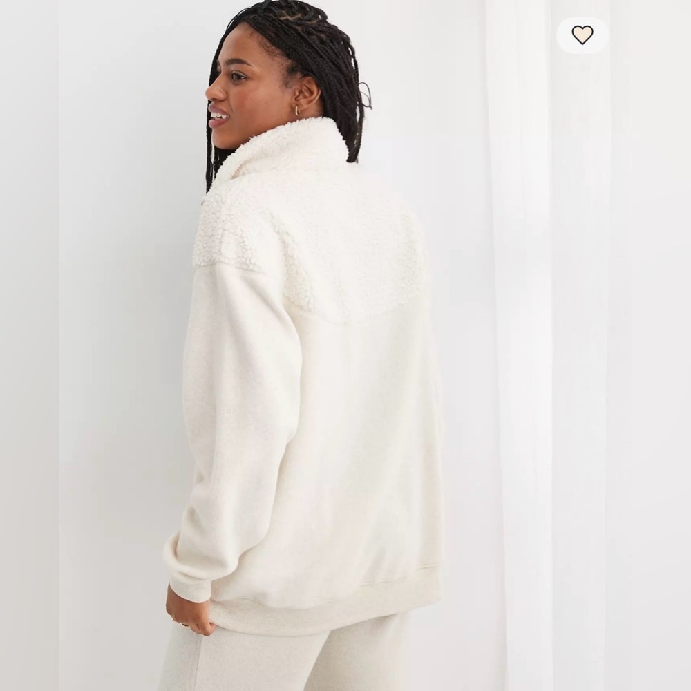 Aerie Hometown Holiday Quarter Zip Fleece Sherpa Sweatshirt Womens Size XXS - Picture 2 of 12
